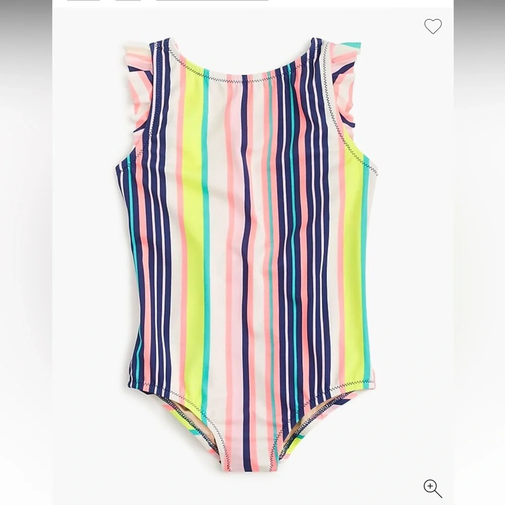 Crewcuts ruffle one piece in pink stripe